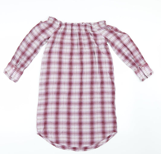 New Look Womens Pink Check  Shirt Dress  Size 10