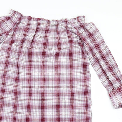 New Look Womens Pink Check  Shirt Dress  Size 10