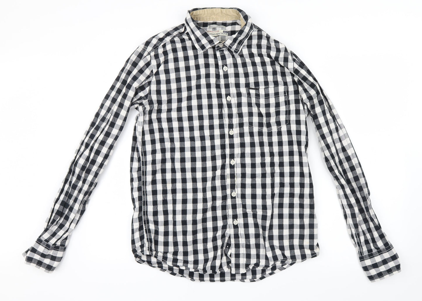 Mens UK Size M Flying Machine Blue  Button-Up Long Sleeve Casual Shirt