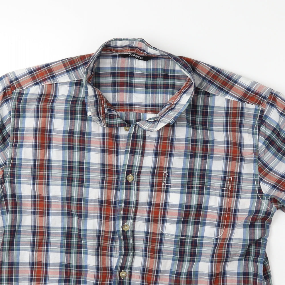 PEP&CO Mens Blue Check   Button-Up Size S