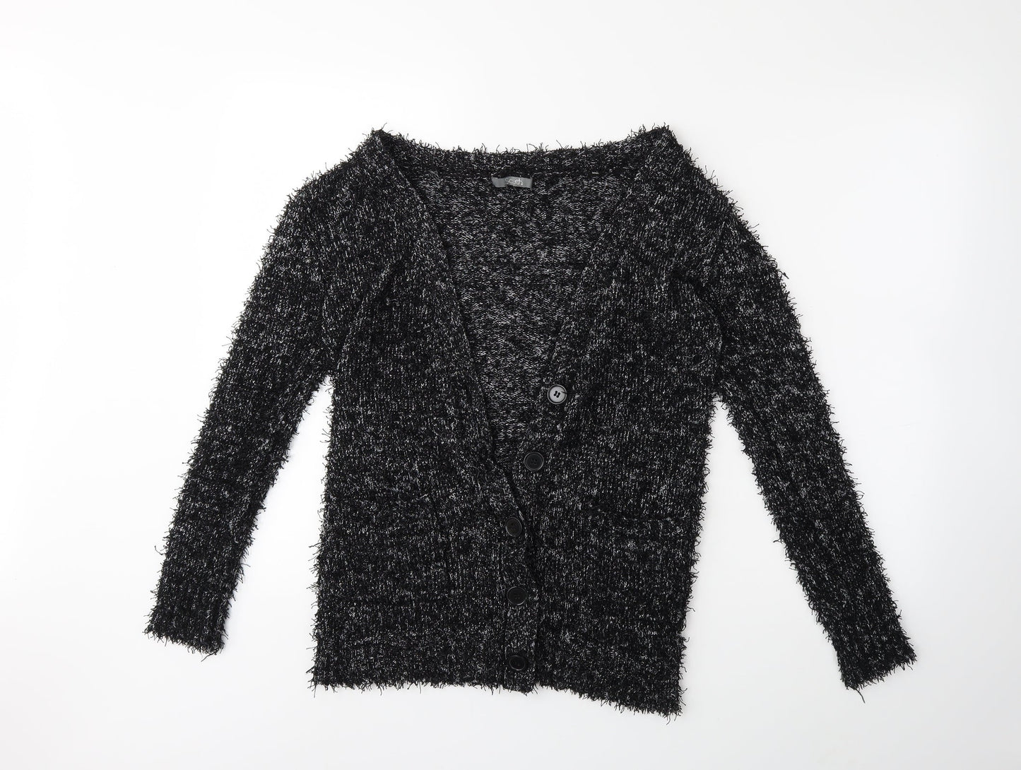 South Womens Black  Knit Cardigan Jumper Size 14