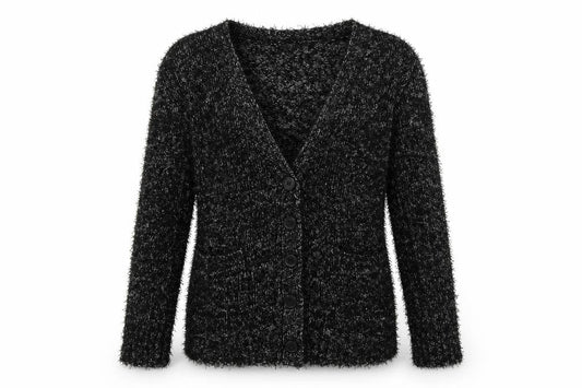 South Womens Black  Knit Cardigan Jumper Size 14