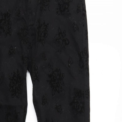 24/7 Authentic Denim Womens Black Floral Denim Skinny Jeans Size 12 L30 in