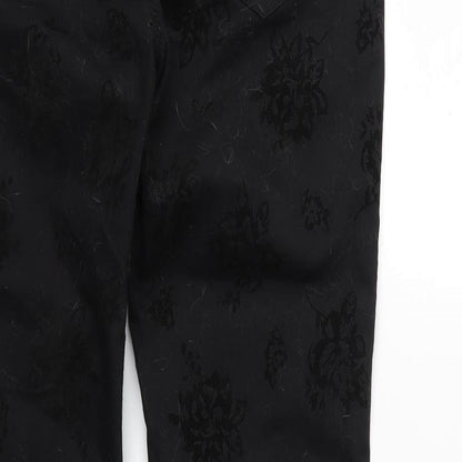 24/7 Authentic Denim Womens Black Floral Denim Skinny Jeans Size 12 L30 in