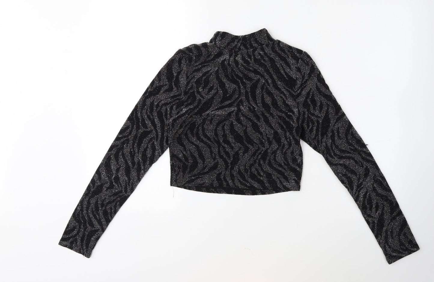 New Look Womens Black Animal Print Knit Pullover Jumper Size 14
