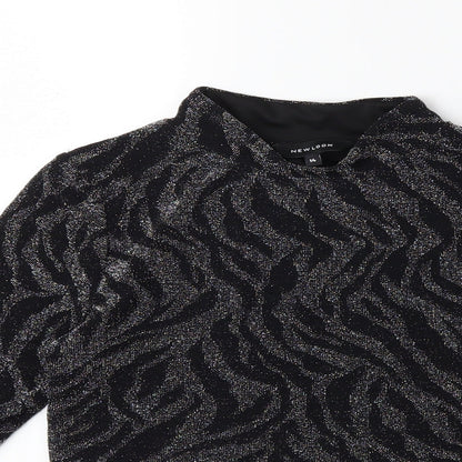 New Look Womens Black Animal Print Knit Pullover Jumper Size 14