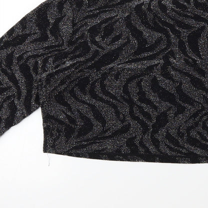 New Look Womens Black Animal Print Knit Pullover Jumper Size 14
