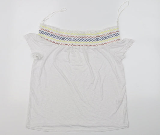 Womens UK Size 12 Papaya White Basic Blouse
