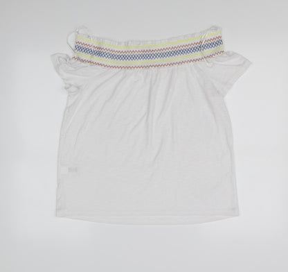 Womens UK Size 12 Papaya White Basic Blouse