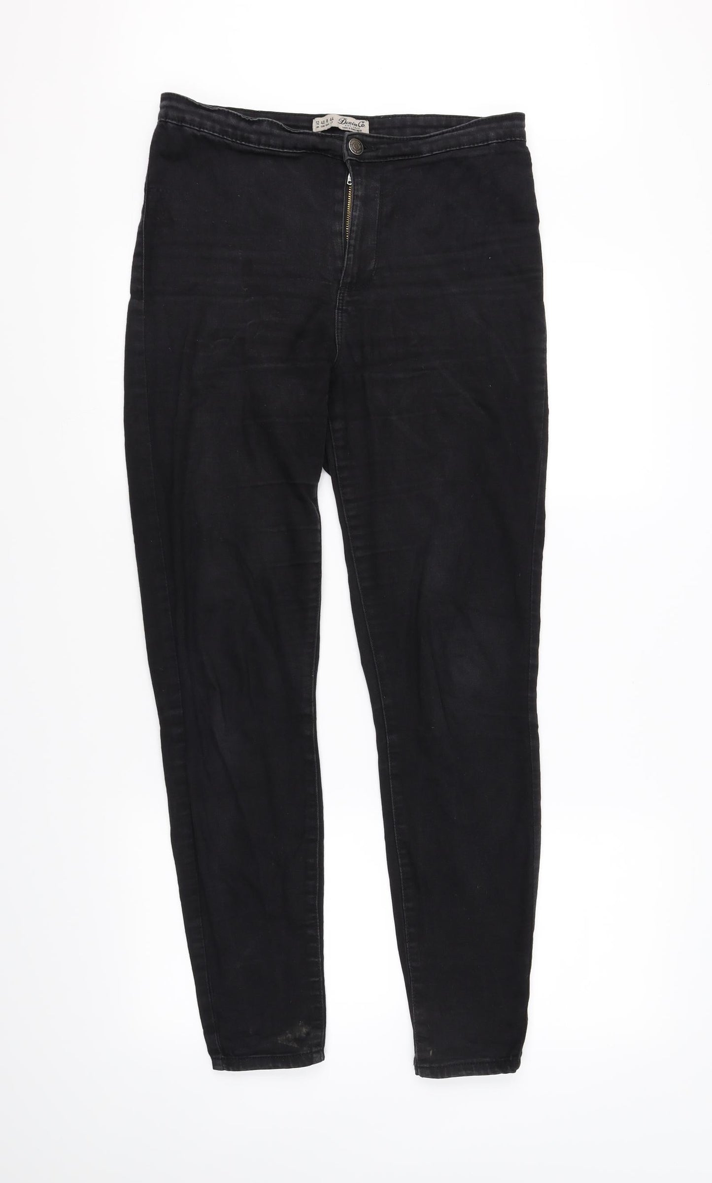 Womens UK Size 12 deniem & co Regular Fit Straight Black Jeans