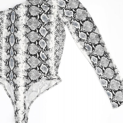 PRETTYLITTLETHING Womens White   Bodysuit One-Piece Size 10 L10 in