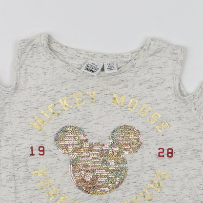 Mickey Mouse Girls Grey   Basic T-Shirt Size 7-8 Years