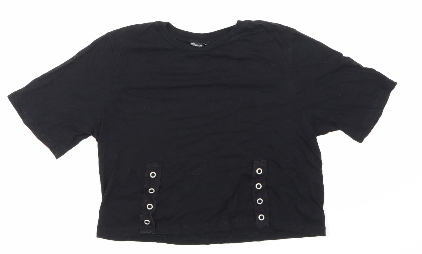 Womens UK Size S Zara Black Cropped T-Shirt