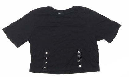 Womens UK Size S Zara Black Cropped T-Shirt