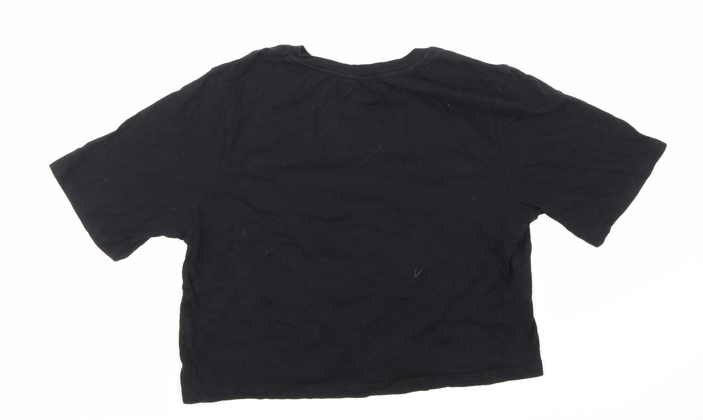 Womens UK Size S Zara Black Cropped T-Shirt