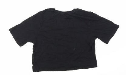 Womens UK Size S Zara Black Cropped T-Shirt