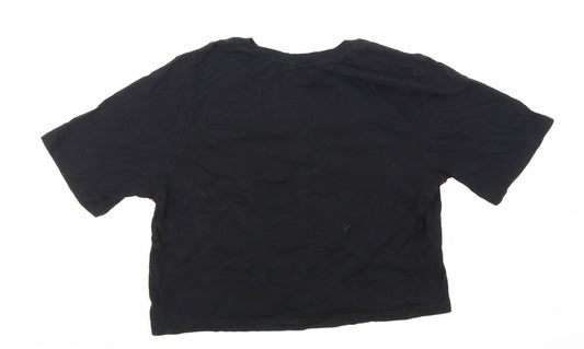 Womens UK Size S Zara Black Cropped T-Shirt