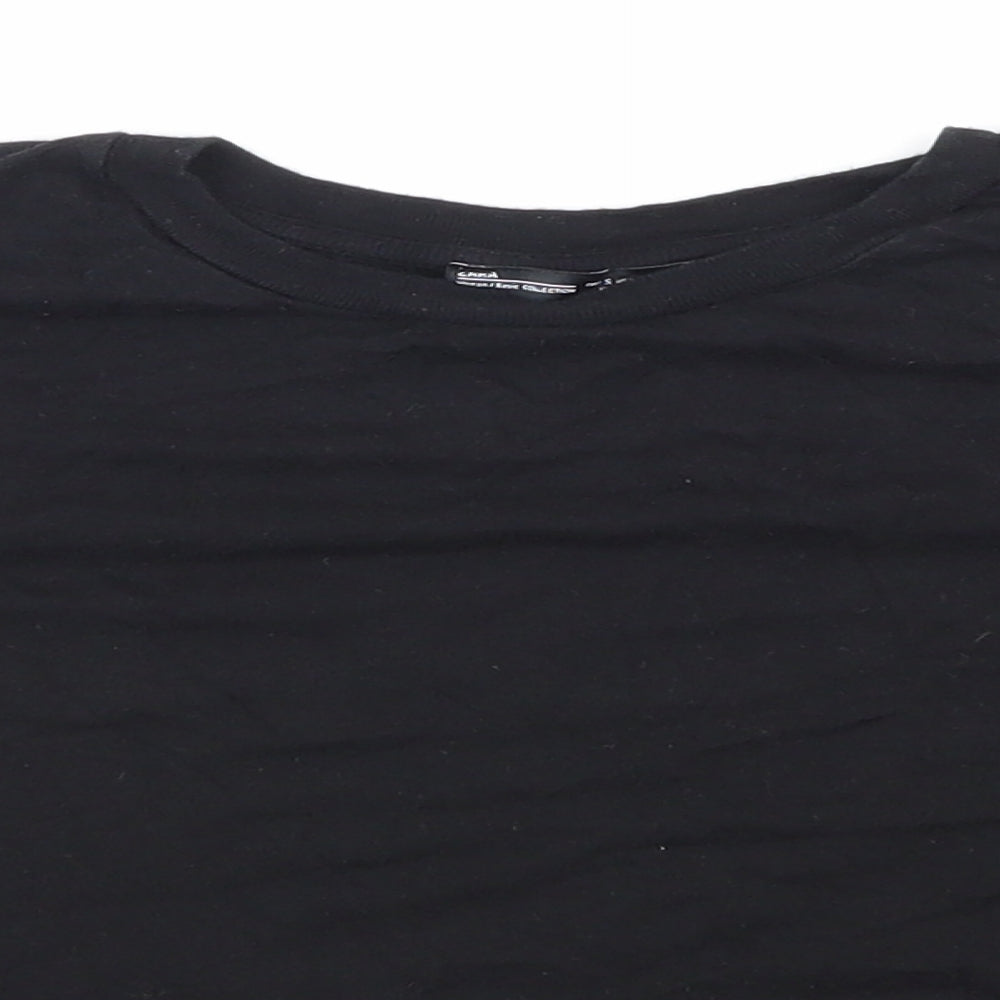 Womens UK Size S Zara Black Cropped T-Shirt