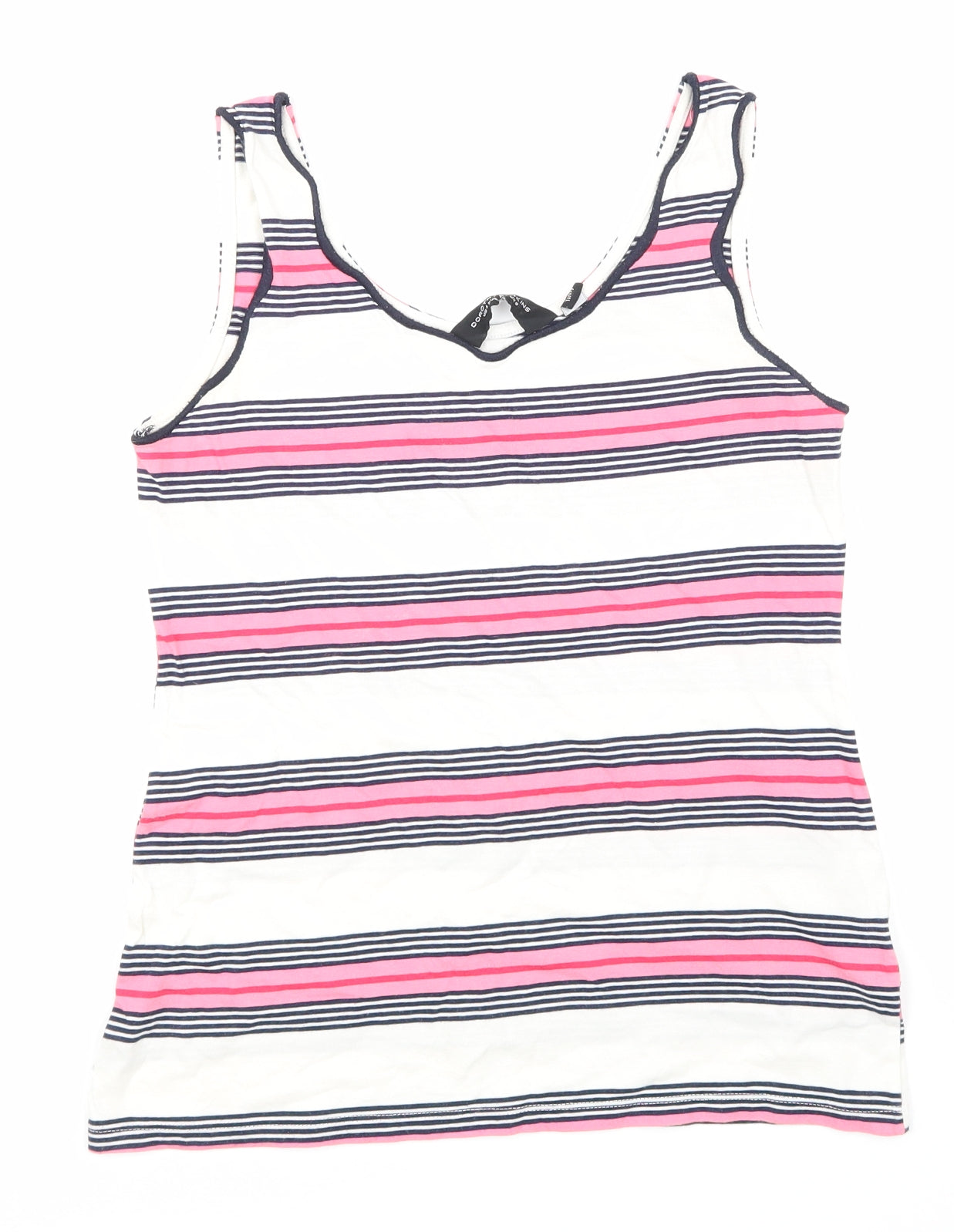 Dorothy Perkins Womens White Striped  Basic T-Shirt Size 8