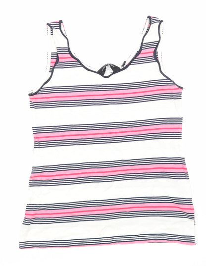 Dorothy Perkins Womens White Striped  Basic T-Shirt Size 8