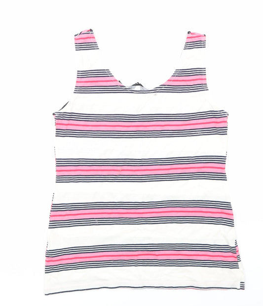 Dorothy Perkins Womens White Striped  Basic T-Shirt Size 8