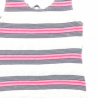 Dorothy Perkins Womens White Striped  Basic T-Shirt Size 8