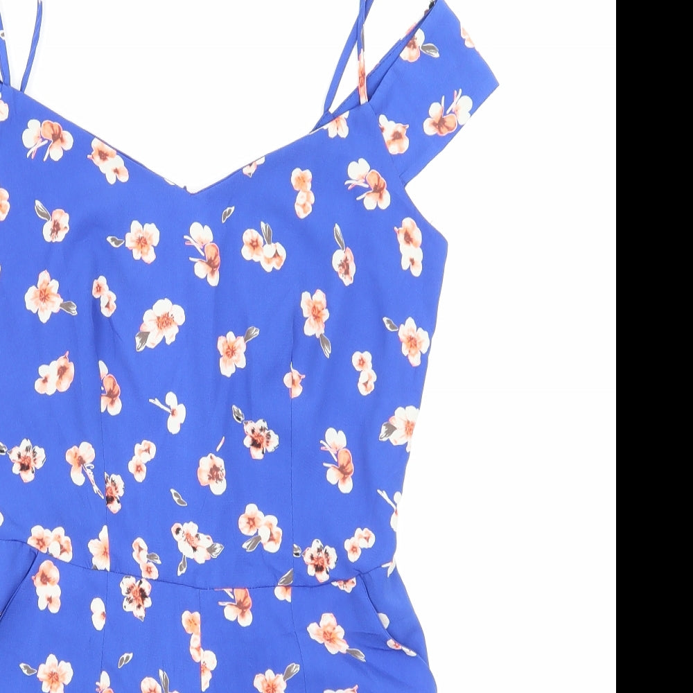 newlook Womens Blue Floral  Playsuit One-Piece Size 8