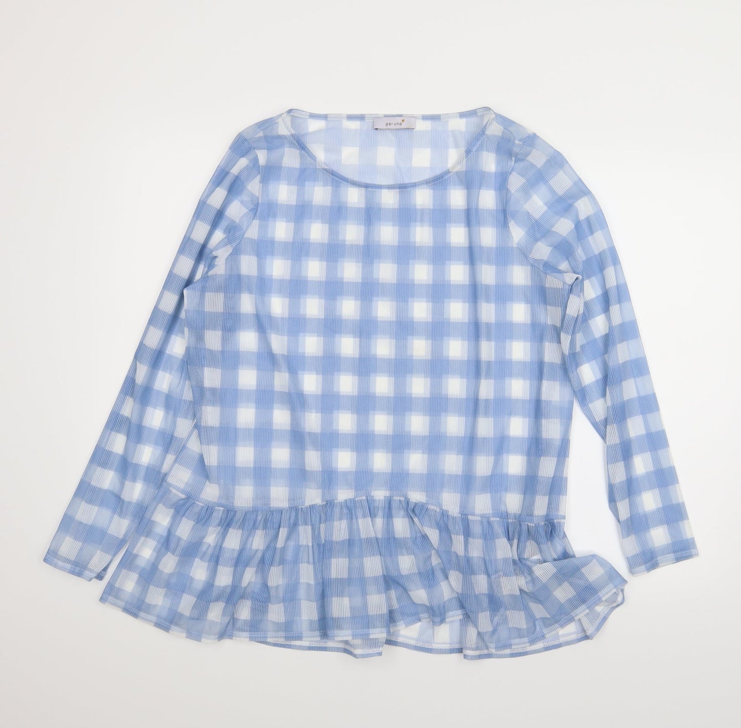 M&S Womens Blue Check  Basic Blouse Size 16