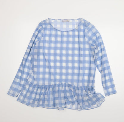 M&S Womens Blue Check  Basic Blouse Size 16