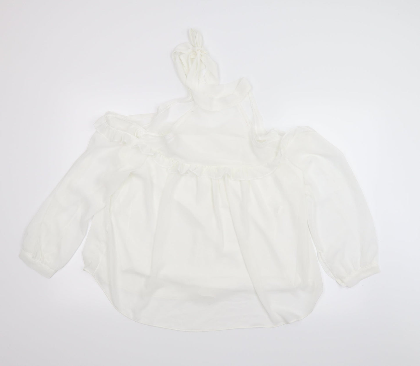 Womens UK Size L Preworn White Basic Blouse