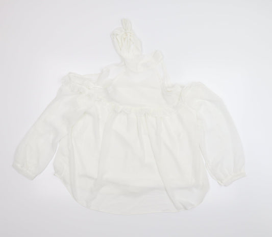 Womens UK Size L Preworn White Basic Blouse