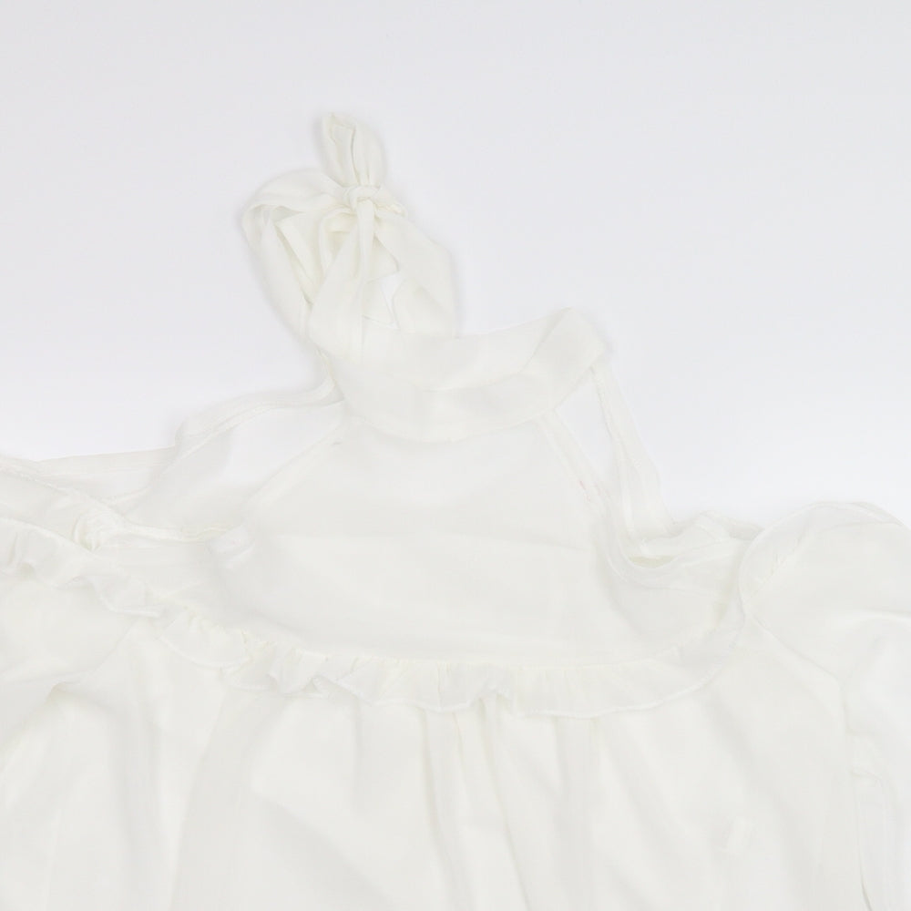 Womens UK Size L Preworn White Basic Blouse