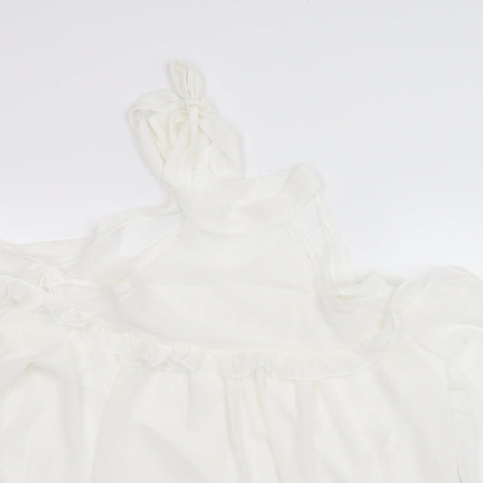 Womens UK Size L Preworn White Basic Blouse