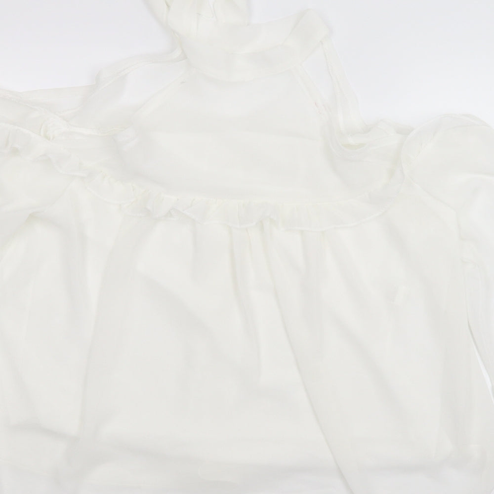 Womens UK Size L Preworn White Basic Blouse