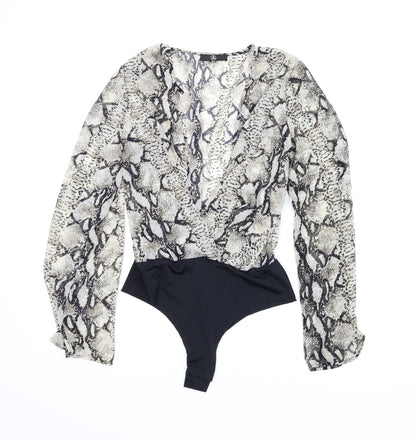 Misguided Womens Beige Animal Print  Leotard One-Piece Size 10