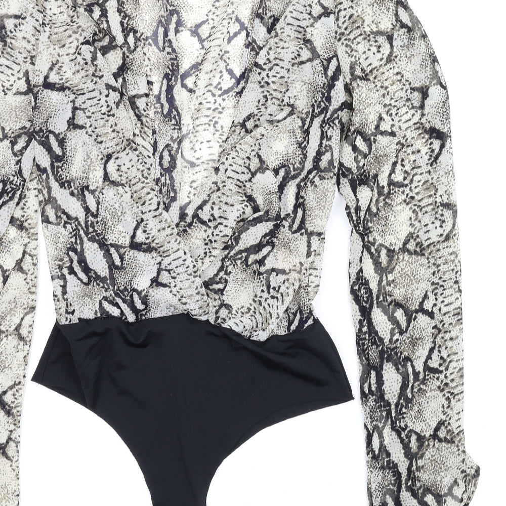 Misguided Womens Beige Animal Print  Leotard One-Piece Size 10