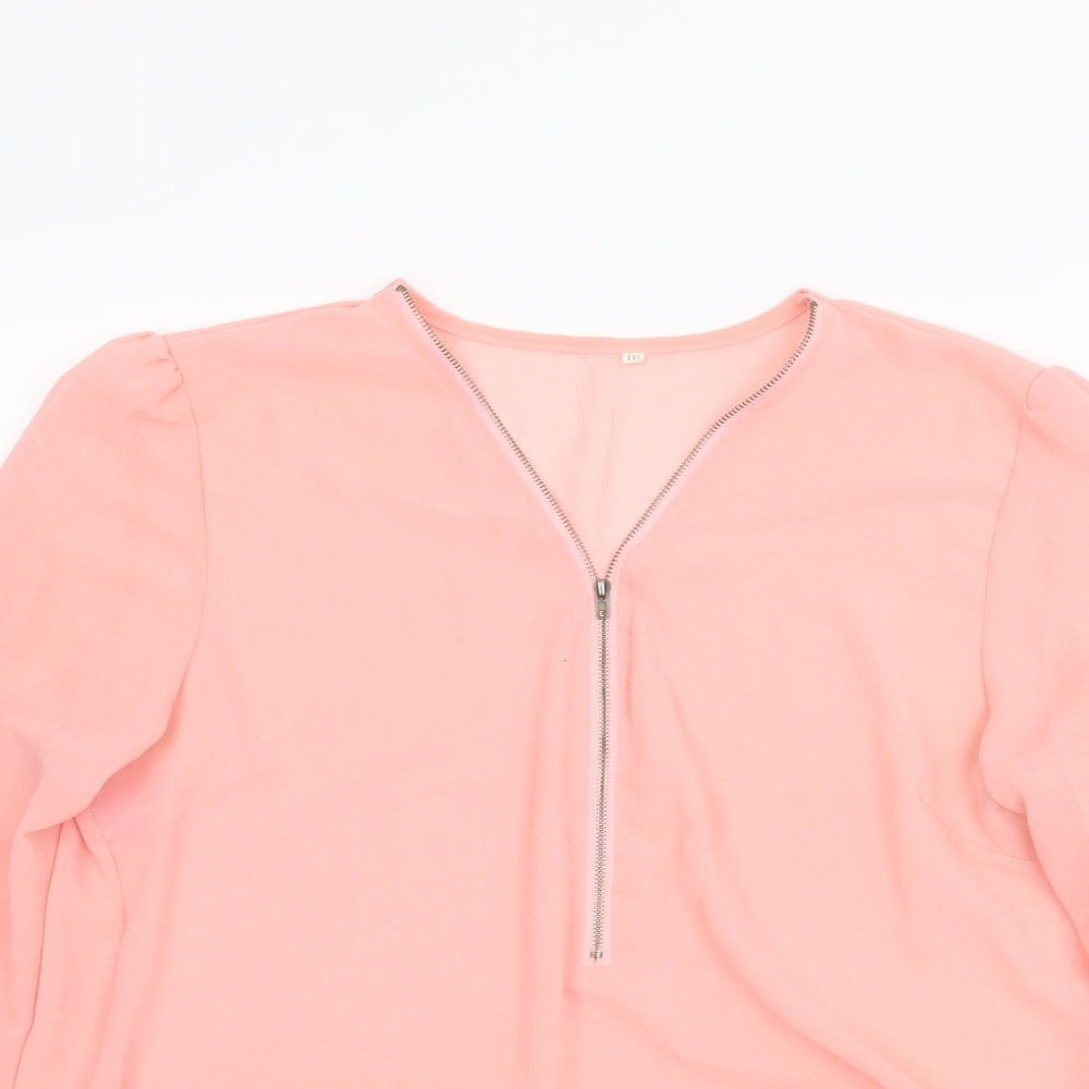 Womens UK Size 2XL Preworn Pink Basic Blouse