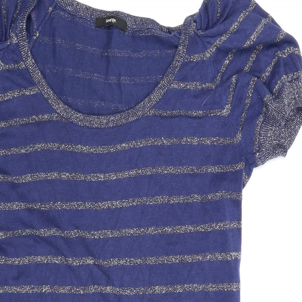 George Womens Blue Striped  A-Line  Size 16