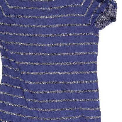 George Womens Blue Striped  A-Line  Size 16