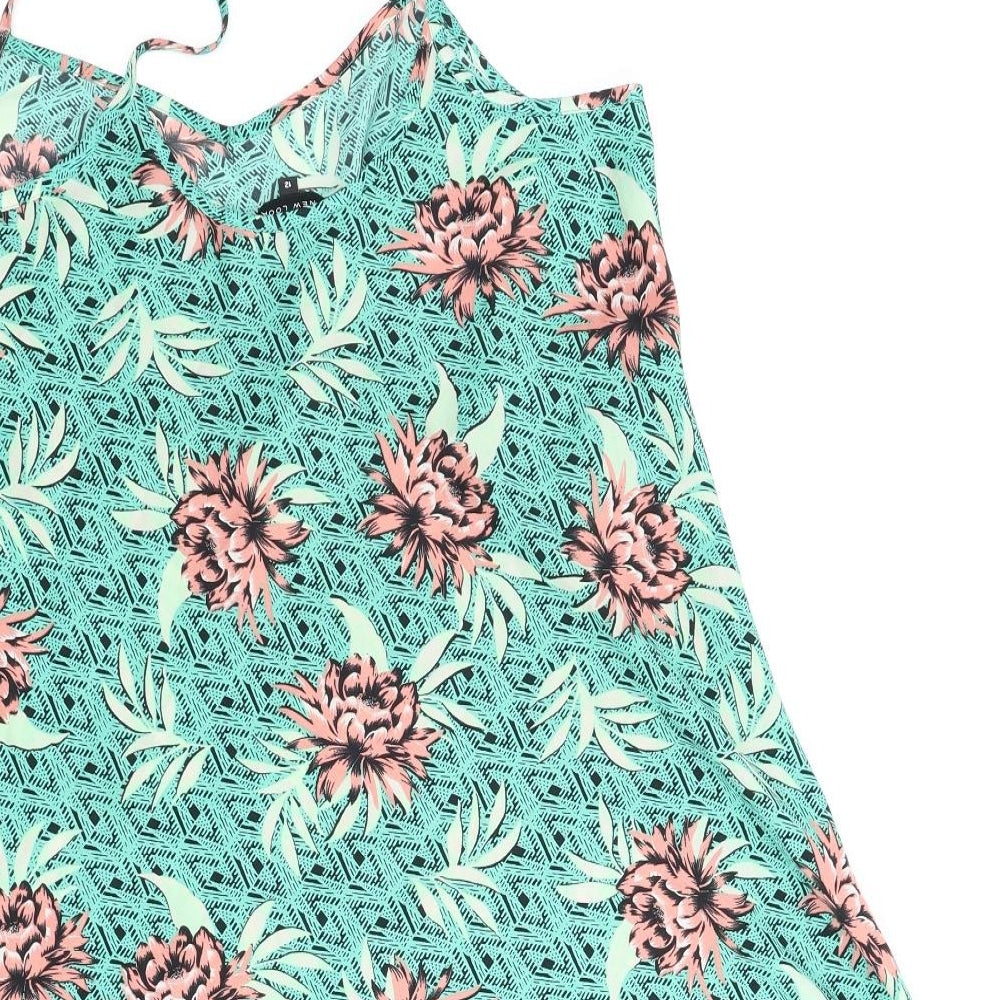 Womens UK Size 12 New Look Green Tunic Blouse