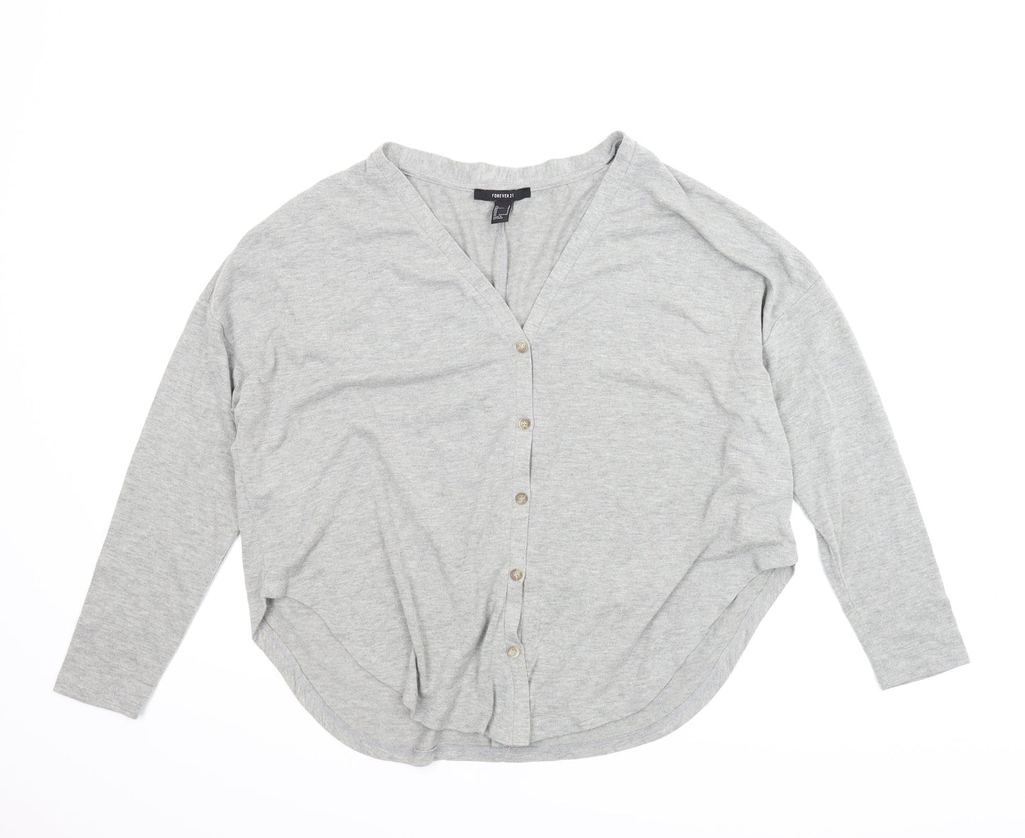 Womens UK Size S Forever21 Grey Basic Button-Up