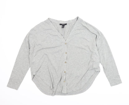 Womens UK Size S Forever21 Grey Basic Button-Up