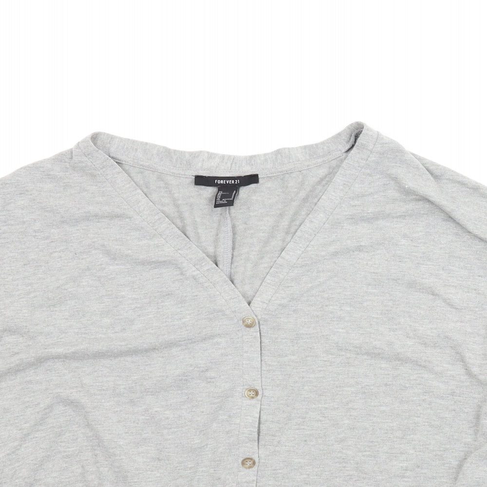 Womens UK Size S Forever21 Grey Basic Button-Up