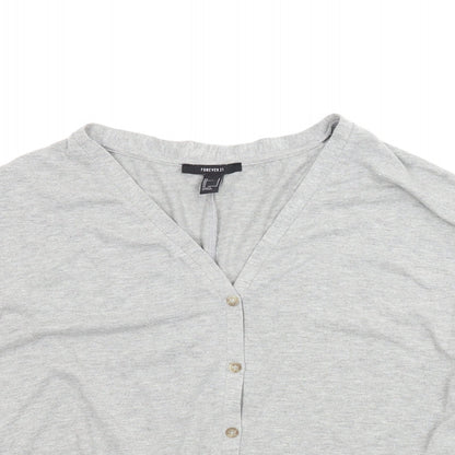 Womens UK Size S Forever21 Grey Basic Button-Up