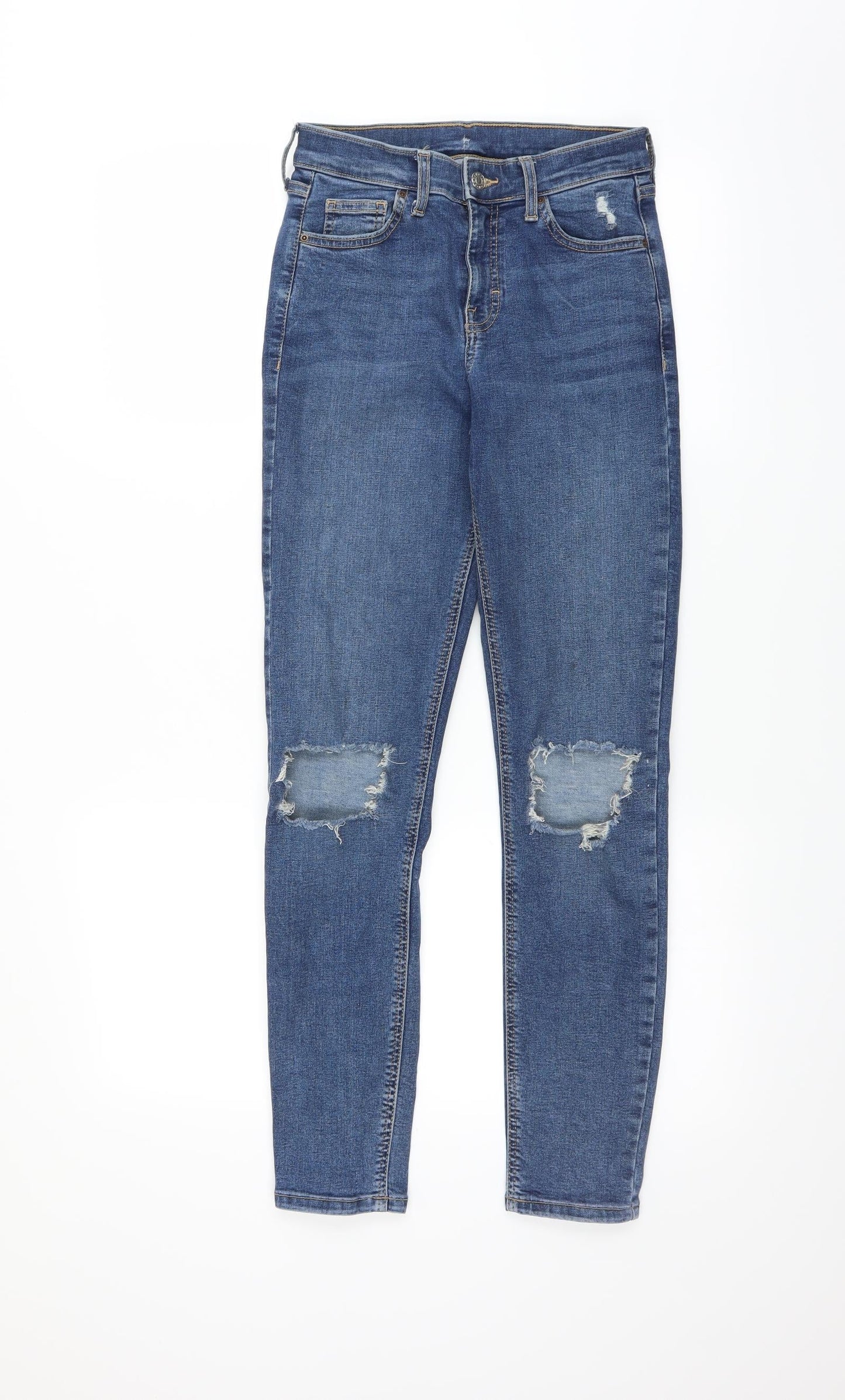 Topshop Womens Blue  Denim Skinny Jeans Size 26 in L32 in - DISTRESSED