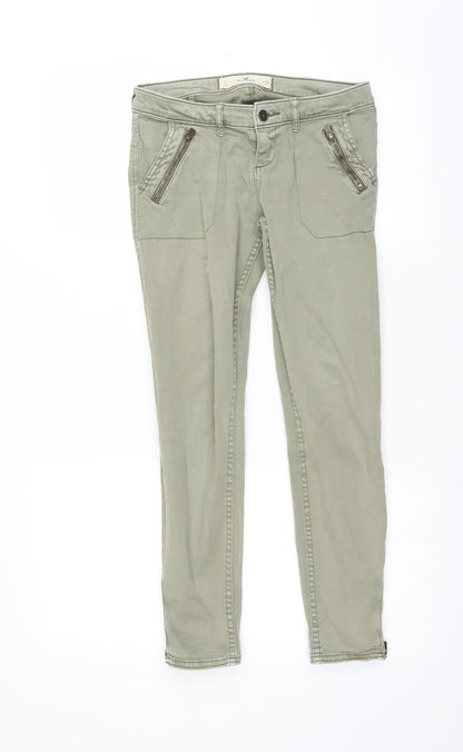 Hollister Womens Green  Denim Skinny Jeans Size 26 in L25 in - zip detail