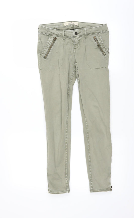Hollister Womens Green  Denim Skinny Jeans Size 26 in L25 in - zip detail