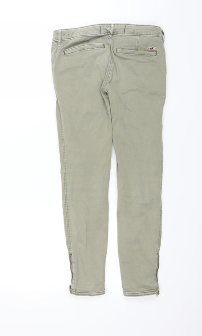 Hollister Womens Green  Denim Skinny Jeans Size 26 in L25 in - zip detail