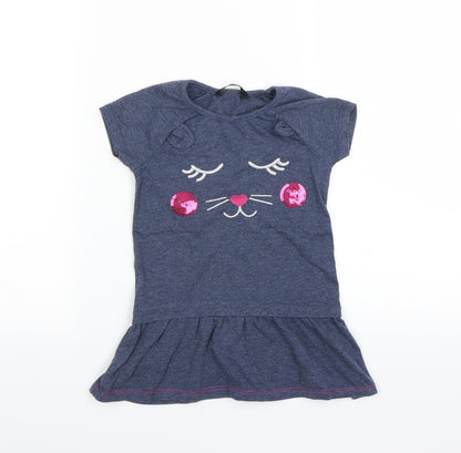 George Girls Black   T-Shirt Dress  Size 2-3 Years