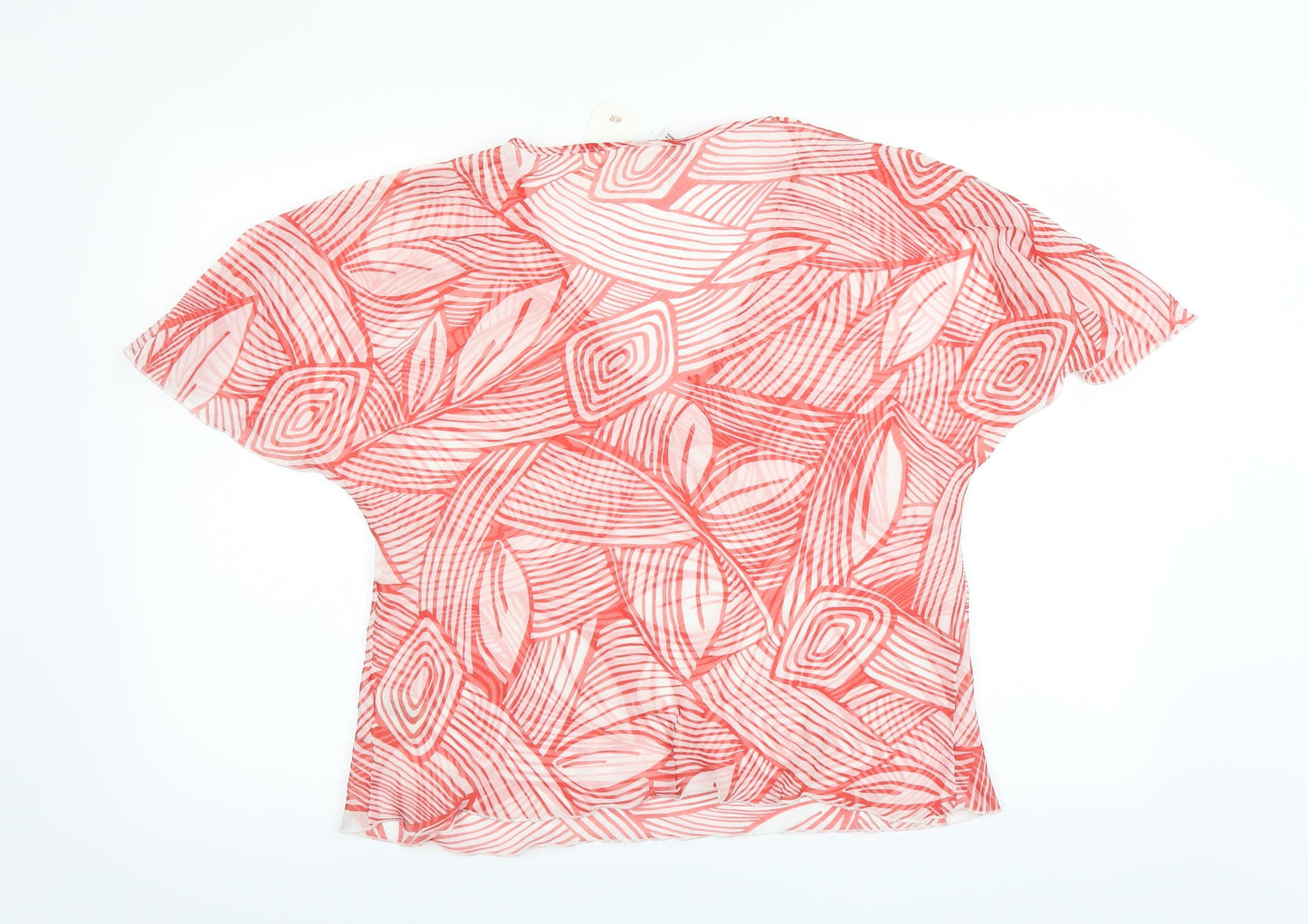 H&M Womens Red Geometric  Basic Blouse Size 18  - sheer